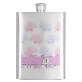 Pink Dahlia, Blue Dahlia, Blume, Monogramm Flachmann (Vorderseite)