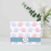 Pink Dahlia, Blue Dahlia, Blume, Monogramm Postkarte (Stehend Vorderseite)