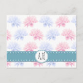 Pink Dahlia, Blue Dahlia, Blume, Monogramm Postkarte (Vorderseite)