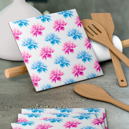 Pink Dahlia, Blue Dahlia, Blumenmuster, Blume Fliese