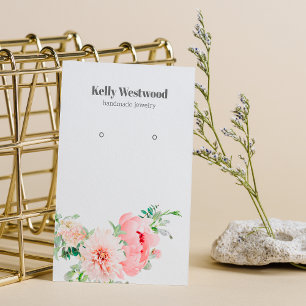 Pink Dahlia Blume Blossom Earring Display Card Visitenkarte