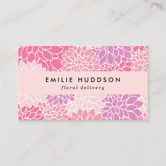 Pink Dahlia Blume, Floristina, Blume Shop Visitenkarte (Vorderseite)