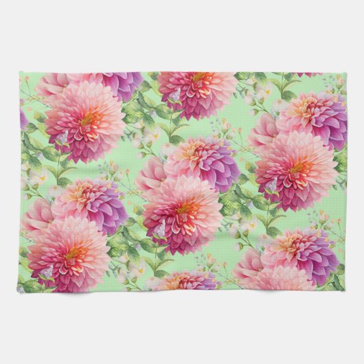 Pink Dahlia Blume Geschirrtuch (Horizontal)