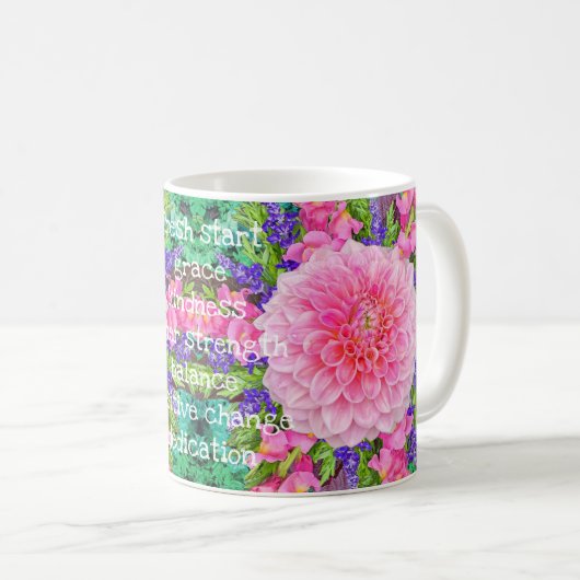 Pink Dahlia Blume Kaffeetasse (VorderseiteRechts)