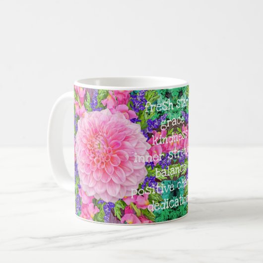 Pink Dahlia Blume Kaffeetasse (Vorderseite Links)