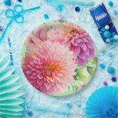 Pink Dahlia Blume Pappteller (Party)