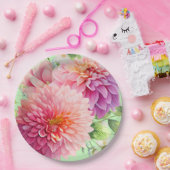 Pink Dahlia Blume Pappteller (Party)