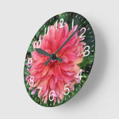 Pink Dahlia Blume Runde Wanduhr (Winkel)