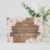 Pink Dahlia Blume Rustic Wood Wedding RSVP Karte (Stehend Vorderseite)