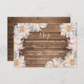 Pink Dahlia Blume Rustic Wood Wedding RSVP Karte (Vorne/Hinten)
