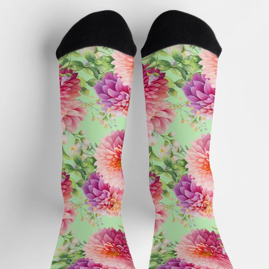 Pink Dahlia Blume Socken (Oben)