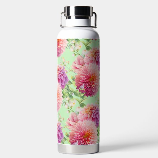 Pink Dahlia Blume Trinkflasche (Rückseite)
