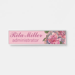 Pink Dahlia Blume Türschild
