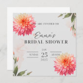 Pink Dahlia Blume Wasserfarbe Brautchuhr Einladung (Vorne/Hinten)