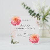 Pink Dahlia Blume Wasserfarbe Brautchuhr Einladung (Stehend Vorderseite)