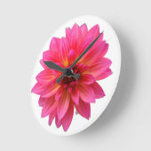 Pink Dahlia Clock Runde Wanduhr (Winkel)