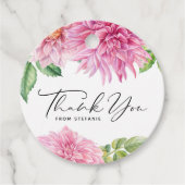 Pink Dahlia Floral Baby Dusche Vielen Dank Geschenkanhänger (Vorderseite)