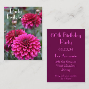 Pink Dahlia Floral Fotograf 60. Geburtstagsparty Mitteilungskarte