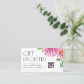 Pink Dahlia Floral QR Code Kinderdusche Registrier Begleitkarte (Stehend Vorderseite)