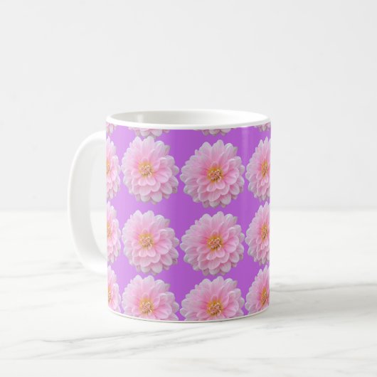 Pink Dahlia Flower Pattern Purple Kaffeetasse (Vorderseite Links)