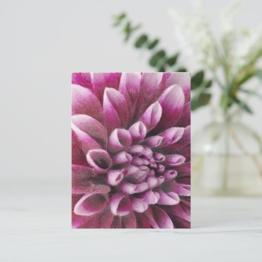 Pink Dahlia Postkarte (Stehend Vorderseite)