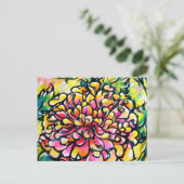 Pink Dahlia Postkarte (Stehend Vorderseite)