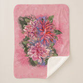 Pink Dahlia Vintage Blume Sherpadecke (Vorderseite)