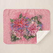 Pink Dahlia Vintage Blume Sherpadecke (Vorderseite (Horizontal))