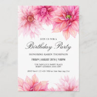 Pink Dahlia Watercolor Floral Geburtstagsparty