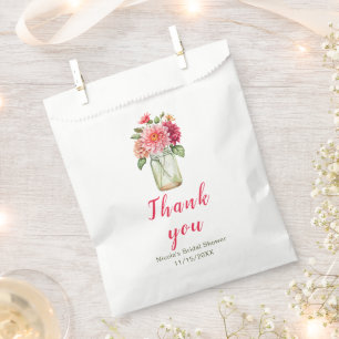 Pink Dahlias Mason Jar Brautparty Geschenktütchen