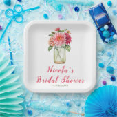 Pink Dahlias Mason Jar Brautparty Pappteller (Party)