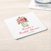 Pink Dahlias Mason Jar Brautparty Rechteckiger Pappuntersetzer (angewinkelt)