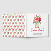 Pink Dahlias Mason Jar Bridal Shower Gästebuch (Voll)