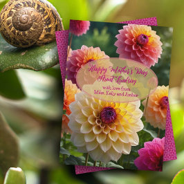 Pink Dahlias Simple Greeting Mothers Day Card Einladung