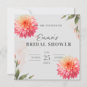 Pink-Dahlien-Blumen-Aquarell-Brautstrauß Einladung