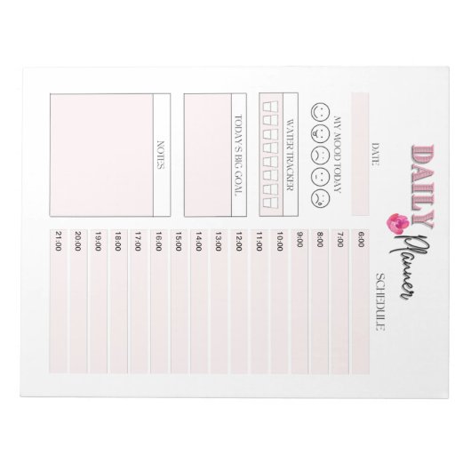 Pink Daily Planner Notepad Notizblock (Vorderseite)