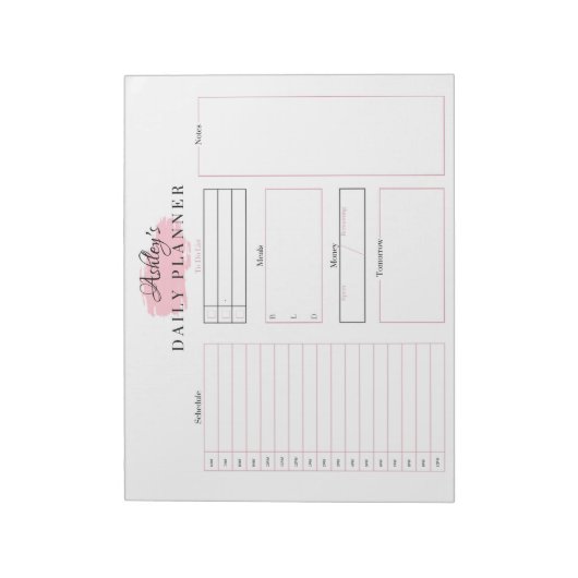 Pink Daily Planner Notepad | Pink Notizblock (Rotiert)