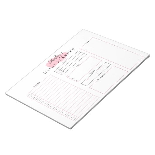 Pink Daily Planner Notepad | Pink Notizblock (angewinkelt)