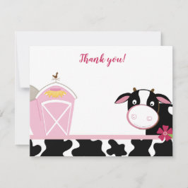 Pink Daimler Kuh Farm Flat Danke für Ihre Notizen Einladung