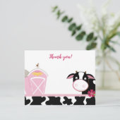 Pink Daimler Kuh Farm Flat Danke für Ihre Notizen Einladung (Stehend Vorderseite)