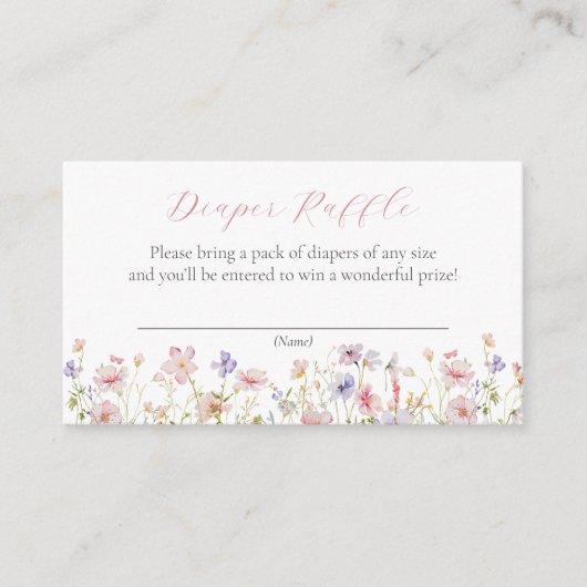 Pink Dainty Blume Diaper Raffle Umschließkarte Begleitkarte (Vorderseite)