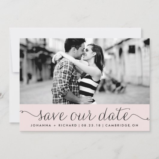 Pink Dainty Script Rette unsere Datumsanzeige Save The Date (Vorderseite)