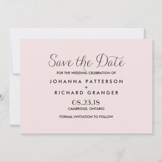 Pink Dainty Script Rette unsere Datumsanzeige Save The Date (Rückseite)