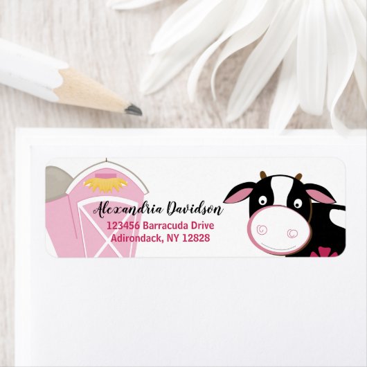 Pink Dairy Cow Custom Address Labels (Insitu)