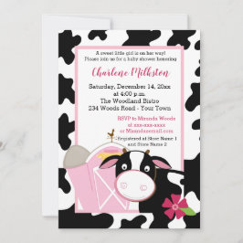 Pink Dairy Cow Girl Baby Dusche Einladung