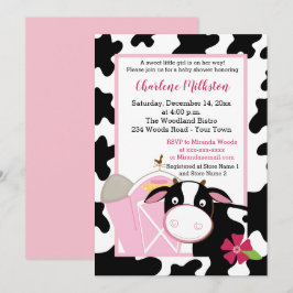 Pink Dairy Cow Girl Baby Dusche Einladung