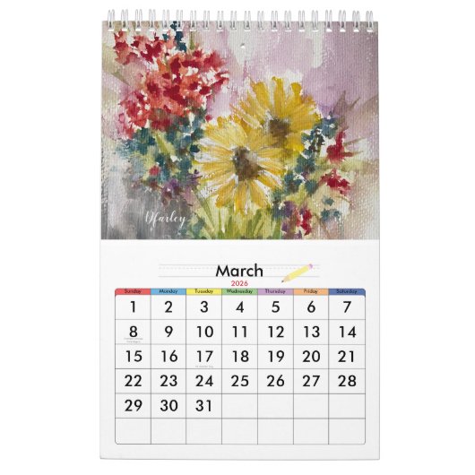 Pink Daises 2025 Blumenkalender Kalender (Mär 2026)