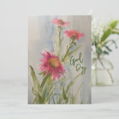 Pink Daises Notecard Einladung (Stehend Vorderseite)