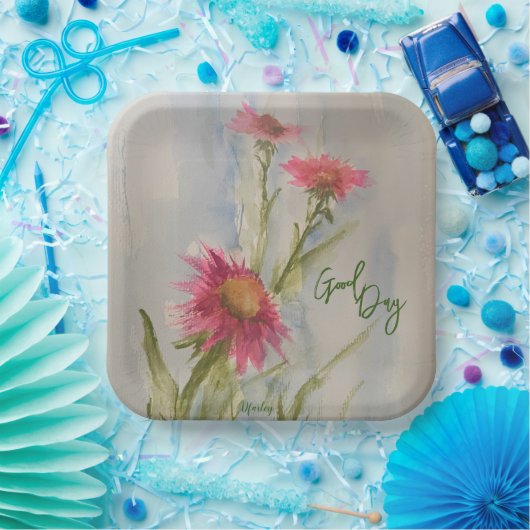 Pink Daises Papierplatten Pappteller (Party)