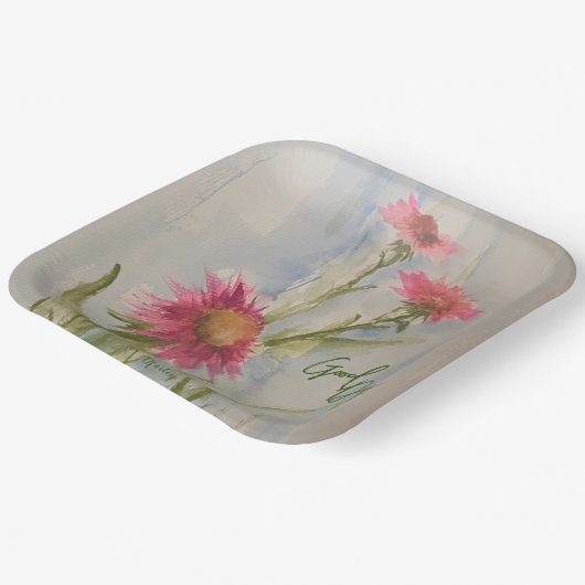 Pink Daises Papierplatten Pappteller (Gewinkelt)